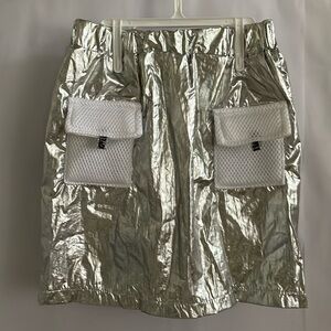 Shein Metallic Silver Skirt with Pockets